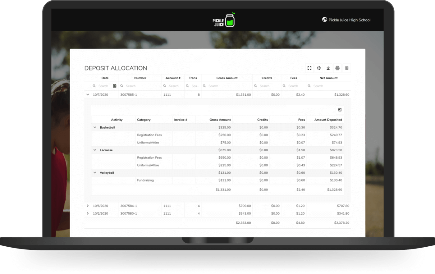 manage team finances with one team deposit report