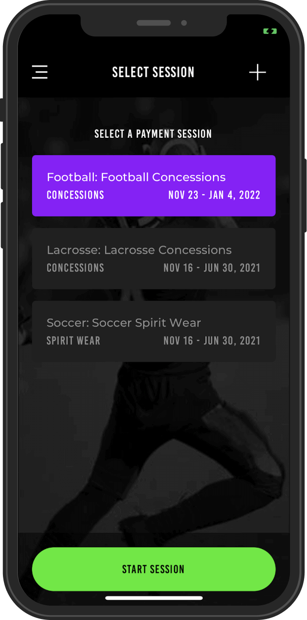 sports concessions payment app