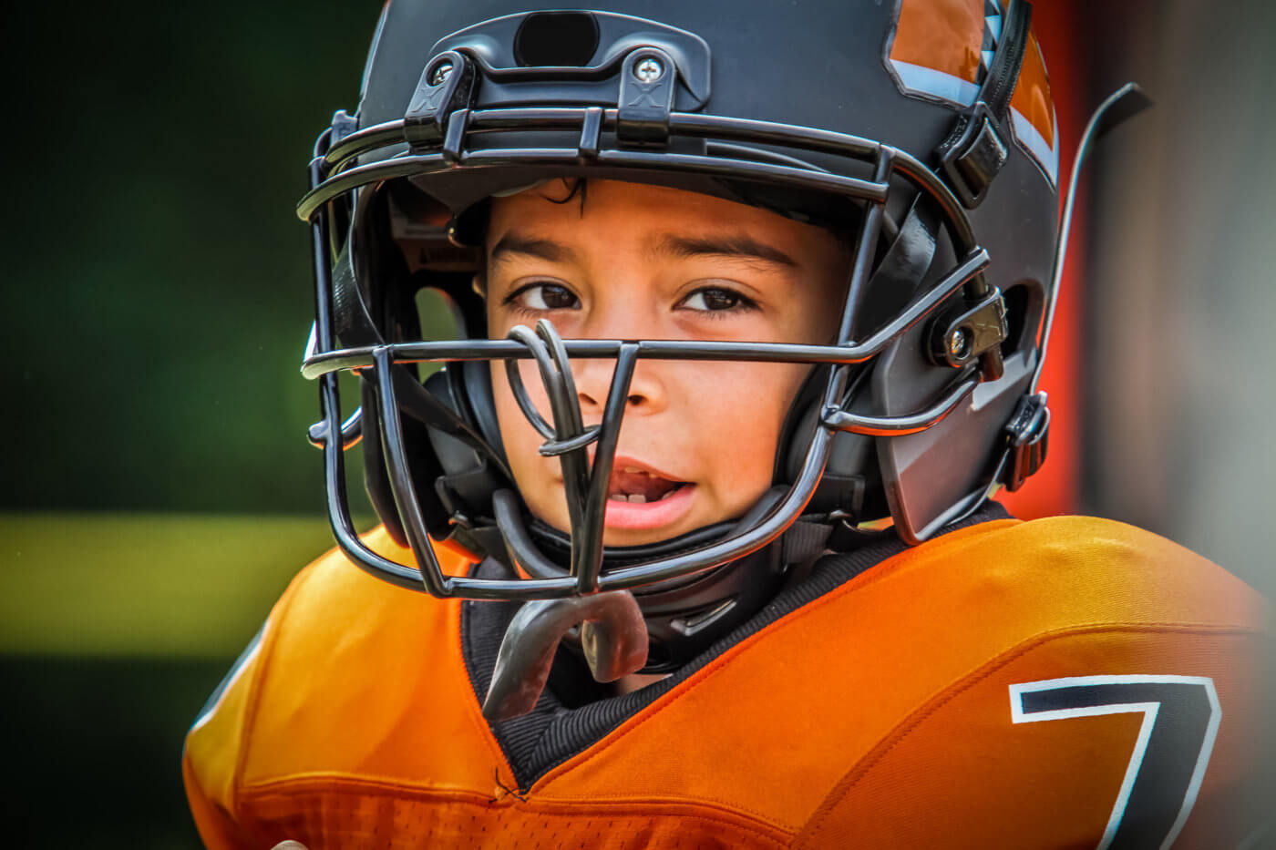 Child Football Player Closeup